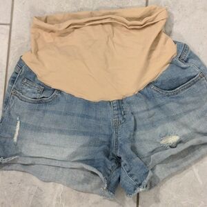 Maternity indigo blue denim short
